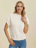 Double Take Full Size Mock Neck Short Sleeve Sweater - Trendsi - Flyclothing LLC