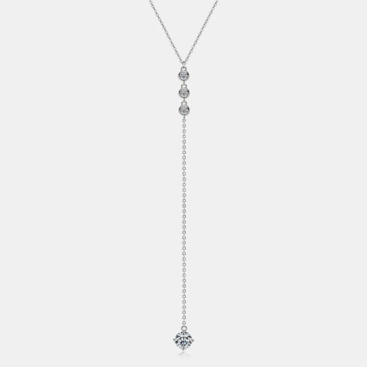 1.3 Carat Moissanite 925 Sterling Silver Drop Necklace - Trendsi - Flyclothing LLC