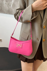 Bow Trim PU Leather Shoulder Bag - Trendsi