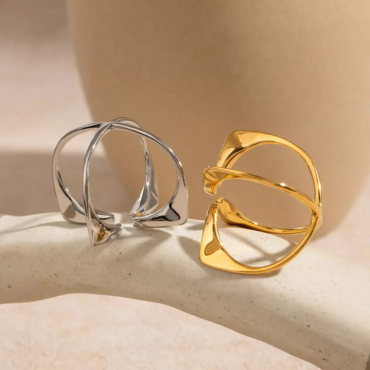 Stainless Steel Crisscross Open Ring - Trendsi - Flyclothing LLC