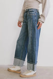 Wide Leg Cuff Jeans - Trendsi