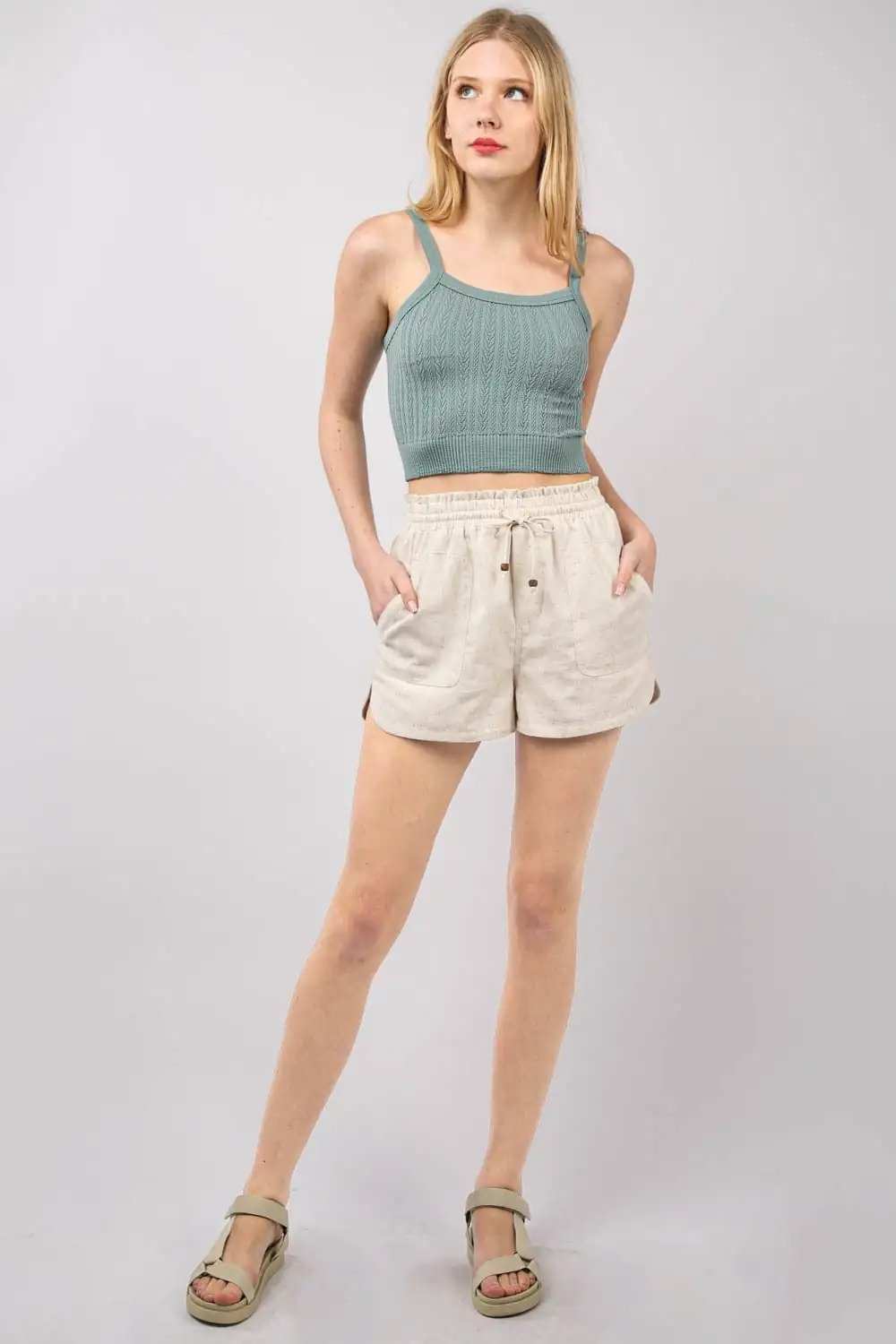 VERY J Drawstring Elastic Waist Linen Shorts - Trendsi - Flyclothing LLC