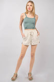 VERY J Drawstring Elastic Waist Linen Shorts - Trendsi