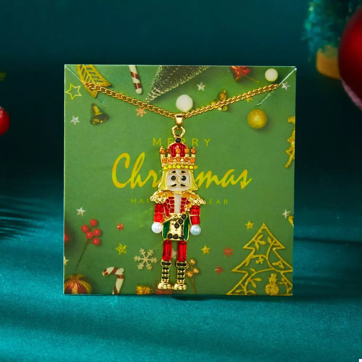 Christmas 18K Gold-Plated Nutcracker Pendant Necklace - Trendsi - Flyclothing LLC