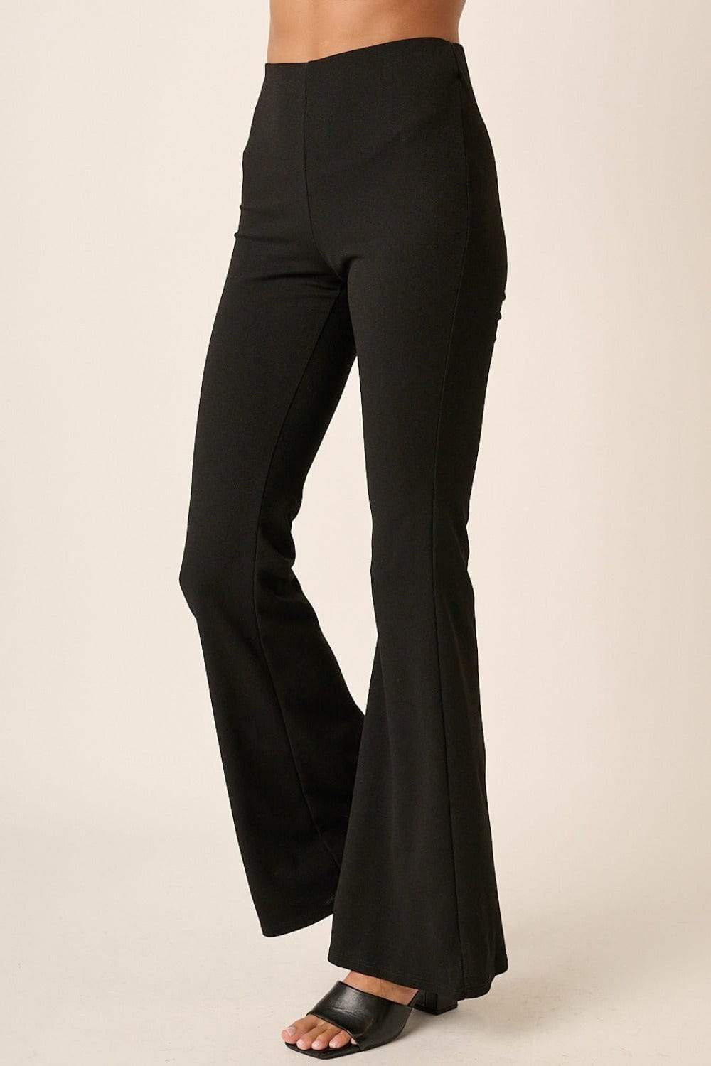 Mittoshop Crepe Knit Elastic Waist Flare Leg Pants - Trendsi - Flyclothing LLC