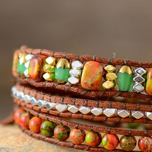 Natural Stone Woven Bracelet - Trendsi