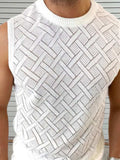 Men's Round Neck Sleeveless Eyelet Knit Top - Trendsi - Flyclothing LLC