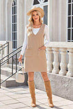 Lovelet Pocketed V-Neck Mini Sweater Overall Dress - Trendsi - Flyclothing LLC