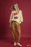 Umgee HO Applique French Terry Sweatshirt - Trendsi - Flyclothing LLC