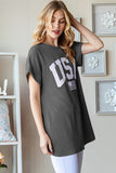 Heimish Full Size USA Graphic Short Sleeve Ribbed Top - Trendsi