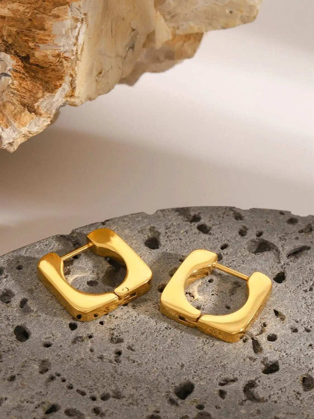 18K Gold-Plated Stainless Steel Square Earrings - Trendsi - Flyclothing LLC