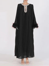 Rhinestone Long Sleeve Maxi Dress - Trendsi - Flyclothing LLC
