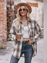 Plaid Button-Down Long Sleeve Shirt - Trendsi - Flyclothing LLC