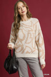 Umgee Heart Print Crew Neck Sweater - Trendsi - Flyclothing LLC