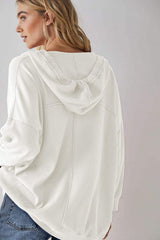 Exposed Seam Drawstring Long Sleeve Hoodie - Trendsi - Flyclothing LLC
