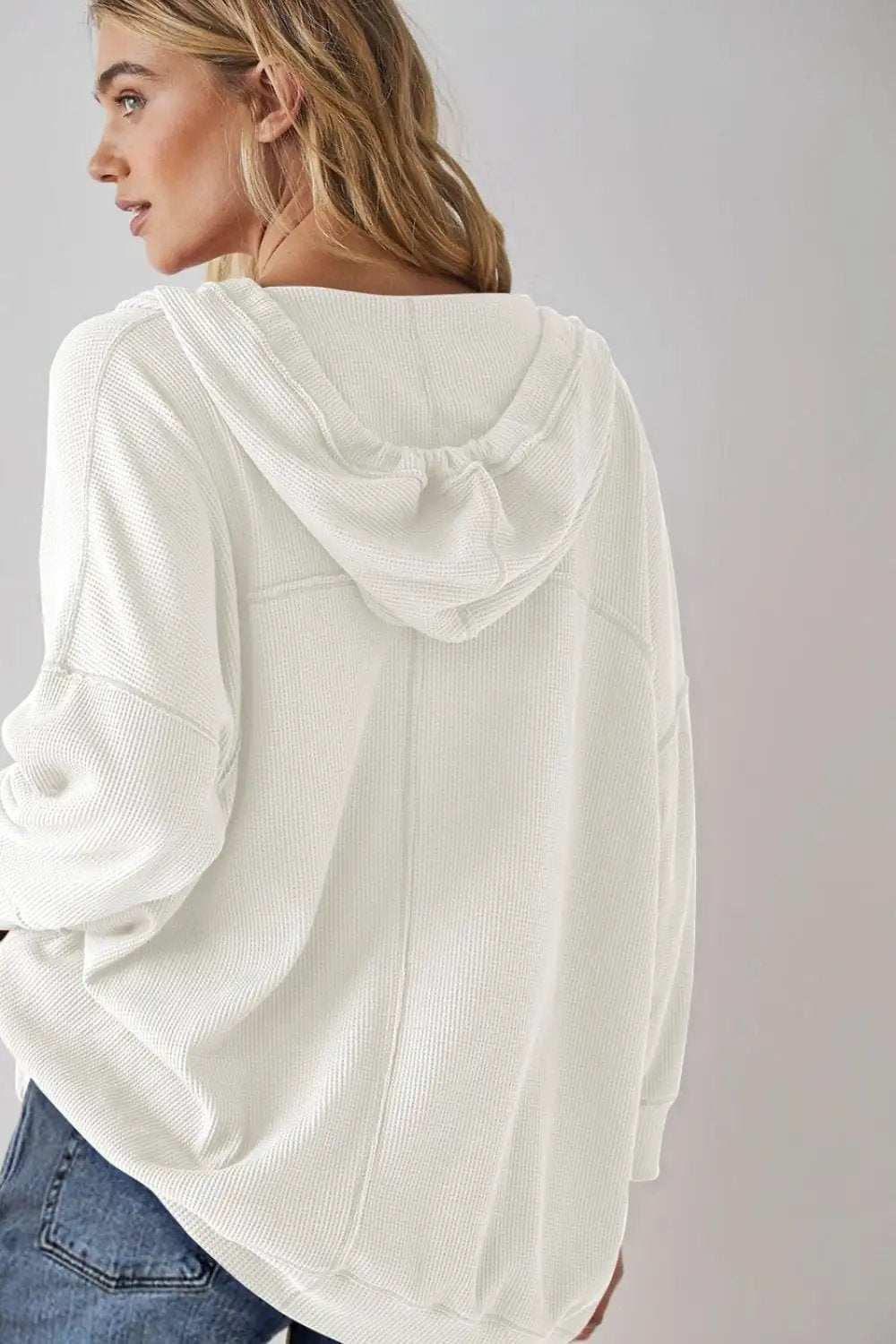 Exposed Seam Drawstring Long Sleeve Hoodie - Trendsi - Flyclothing LLC