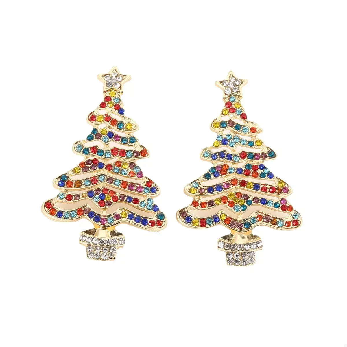 Christmas Tree Rhinestone Earrings - Trendsi - Flyclothing LLC