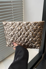 Ruched Heart Clutch with Zipper - Trendsi