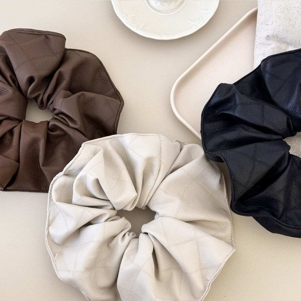 3-Piece PU Leather Elastic Hair Scrunchy - Trendsi - Flyclothing LLC
