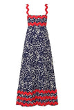 Printed Square Neck Wide Strap Maxi Dress - Trendsi