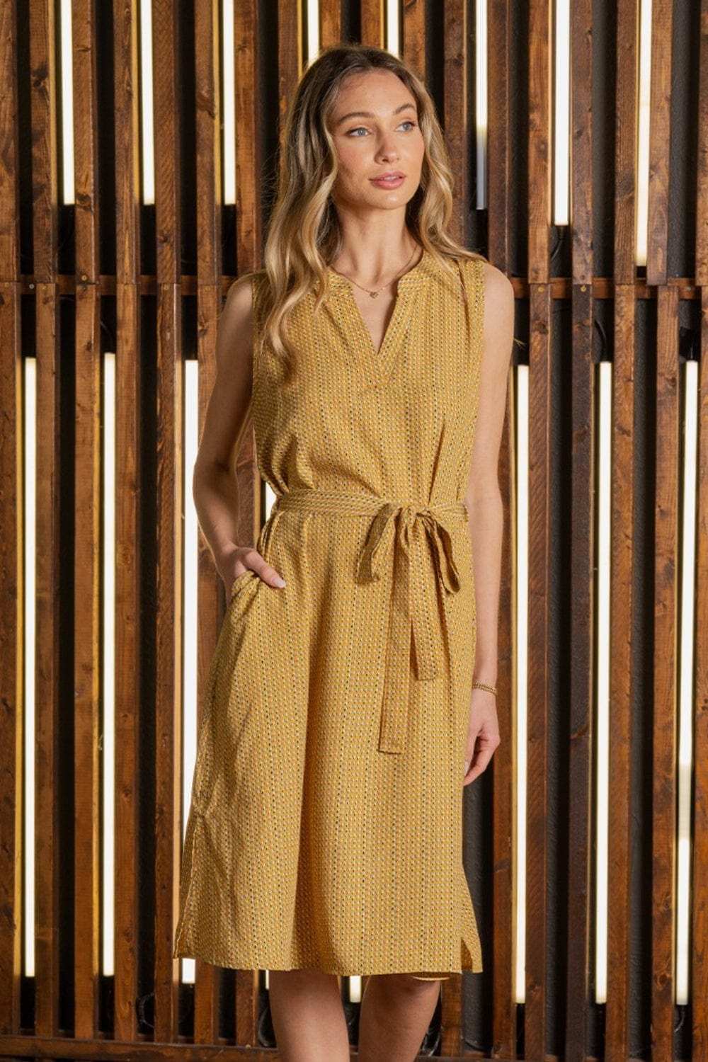 Sew In Love Full Size Printed Sleeveless Dress with Side Pockets - Trendsi - Flyclothing LLC