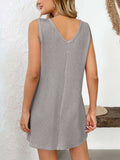 Texture Pocketed V-Neck Tank Dress - Trendsi - Flyclothing LLC