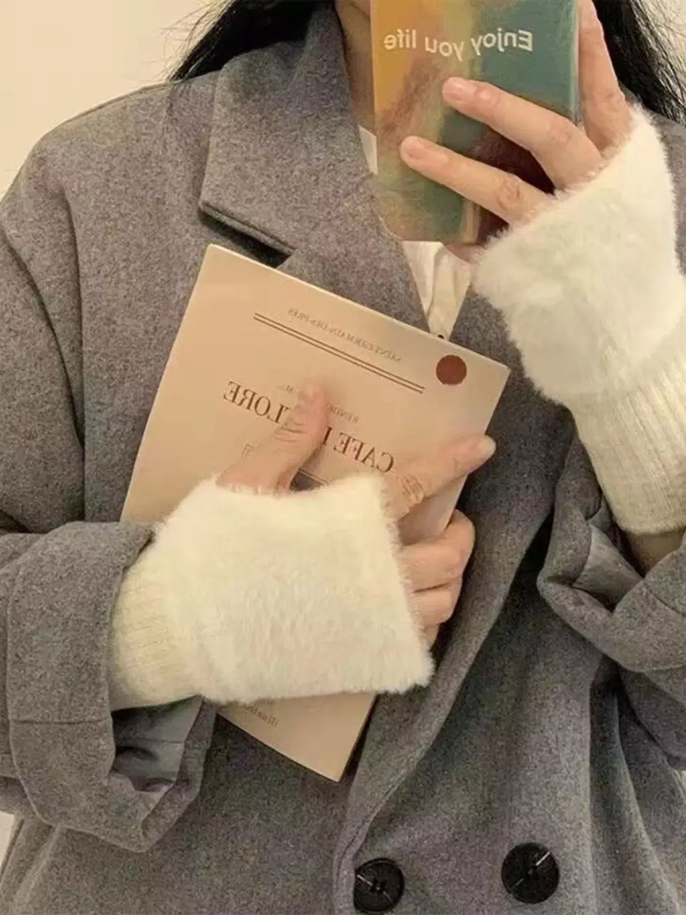 Fuzzy Cuff Fingerless Gloves - Trendsi - Flyclothing LLC