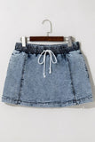 Drawstring High Waist Pocketed Denim Shorts - Trendsi