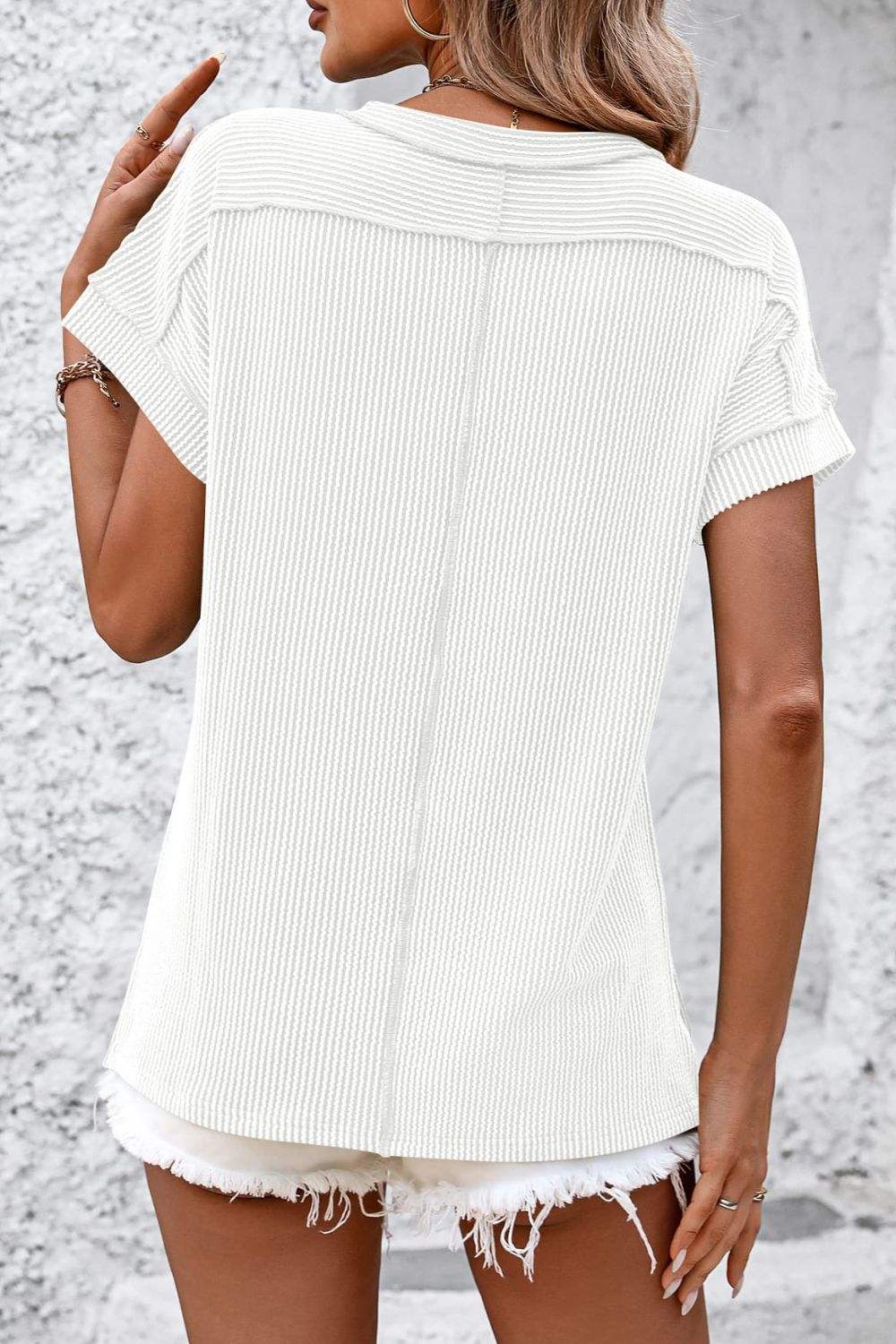 Striped Round Neck Short Sleeve T-Shirt - Trendsi - Flyclothing LLC