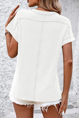 Striped Round Neck Short Sleeve T-Shirt - Trendsi - Flyclothing LLC