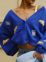 Embroidered Button Up Cardigan - Trendsi - Flyclothing LLC