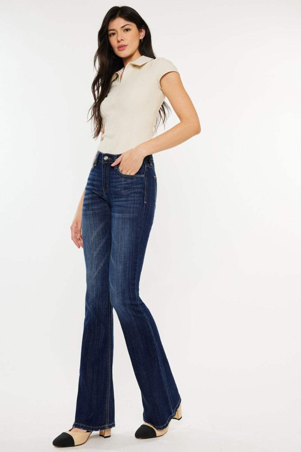 Kancan Full Size Mid Rise Slim Flare Jeans - Trendsi - Flyclothing LLC