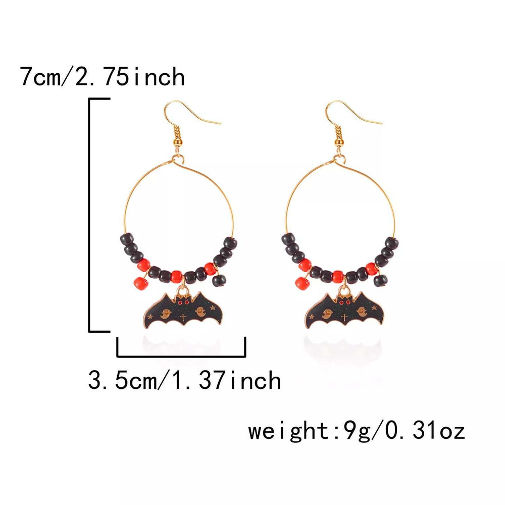 Halloween Bat Charm Hoop Earrings - Trendsi - Flyclothing LLC