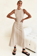 Contrast Stitching Maxi Tank Dress - Trendsi - Flyclothing LLC