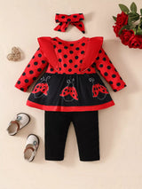 Children's Ruffled Top and Pants Set with Headband - Trendsi - Flyclothing LLC
