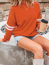 Stripe Round Neck Long Sleeve Sweatshirt - Trendsi - Flyclothing LLC