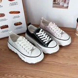 Lace-Up Canvas Platform Sneakers - Trendsi