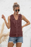 Swiss Dot Ruffled Wide Strap Tank - Trendsi