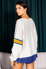Number 76 Round Neck Long Sleeve Top - Trendsi - Flyclothing LLC
