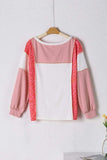 Exposed Seam Leopard Color Block Round Neck Top - Trendsi - Flyclothing LLC