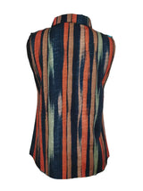 Button Detail Striped Sleeveless Shirt - Trendsi - Flyclothing LLC