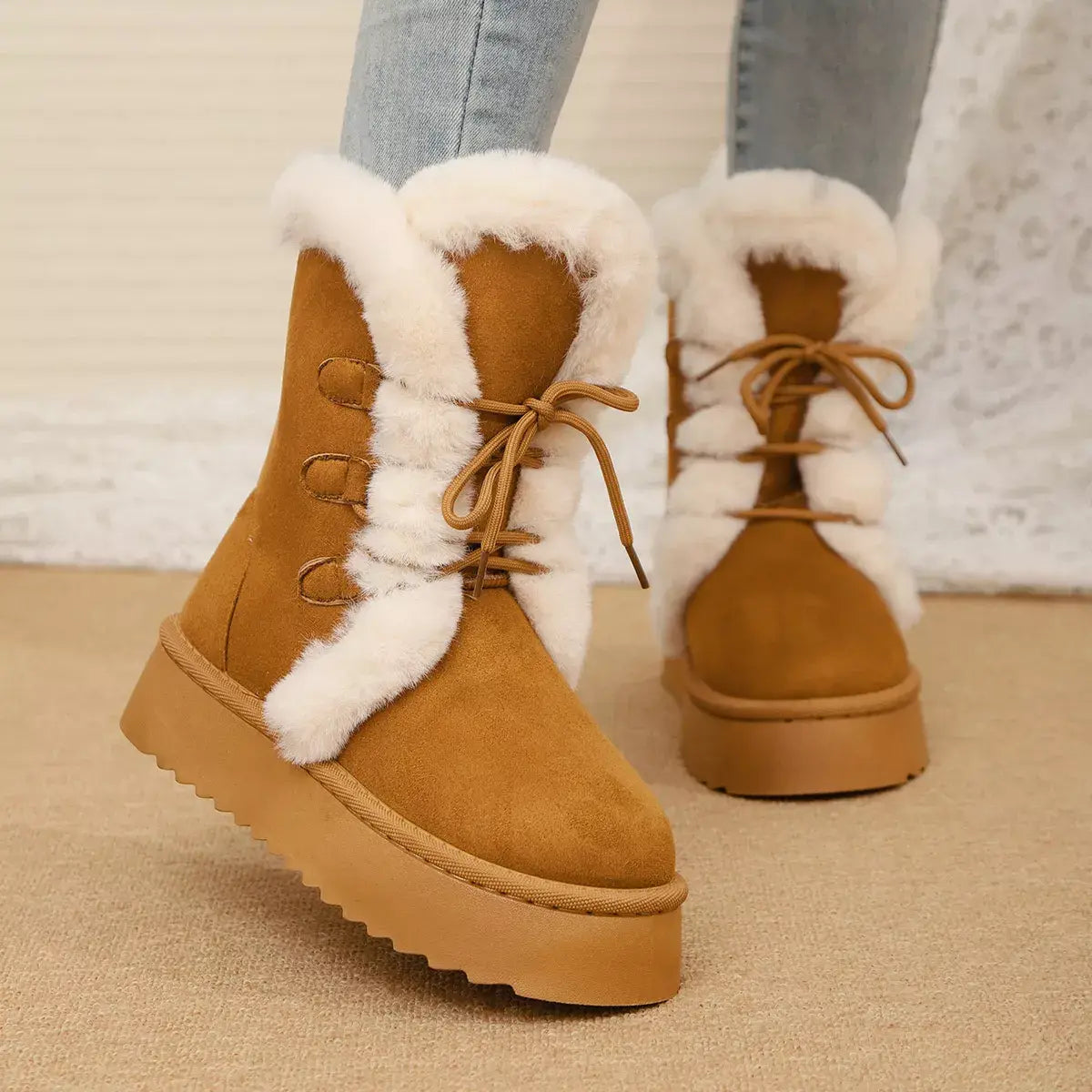 Lace-Up Winter Boots - Trendsi - Flyclothing LLC