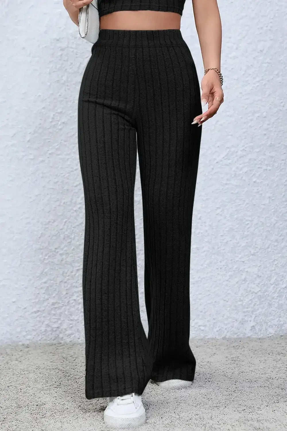 Basic Bae Full Size Ribbed High Waist Flare Pants - ShopBasicbae - Flyclothing LLC