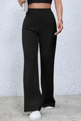 Basic Bae Full Size Ribbed High Waist Flare Pants - ShopBasicbae - Flyclothing LLC