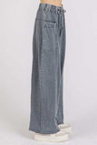 Mittoshop Mineral Wash Elastic Waist Barrel Leg Baggy Pants - Trendsi - Flyclothing LLC