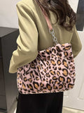 Faux Fur Leopard Shoulder Bag - Trendsi - Flyclothing LLC