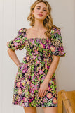 ODDI Full Size Floral Tie-Back Mini Dress - Trendsi