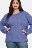 Zenana Full Size Contrast Stitching Brushed Ribbed Hacci Knit Top - Trendsi - Flyclothing LLC