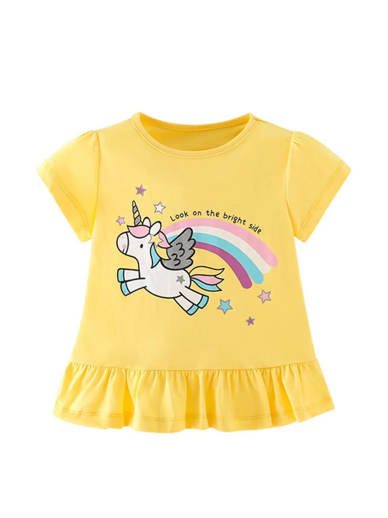 Children's Unicorn Graphic Ruffle Hem T-Shirt - Trendsi - Flyclothing LLC