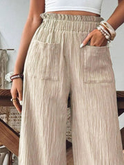 Frill Wide Leg Pants - Trendsi
